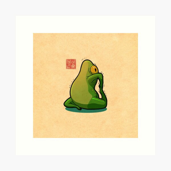 Item preview, yoga frog king pigeon pose designed and sold by DingHuArt.
