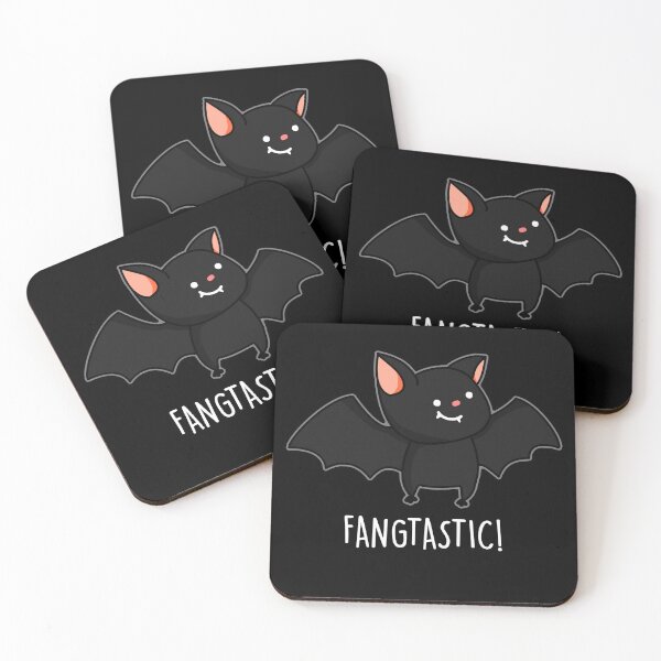 Item preview, Fangtastic Funny Halloween Black Bat Puns (Dark BG) designed and sold by punnybone.