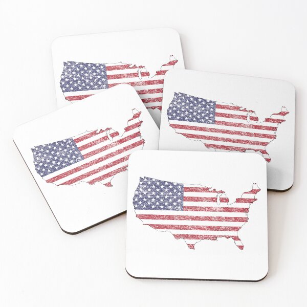 Aperçu de l'œuvre Contour du continent du drapeau américain en détresse créée et vendue par JJOldaker.