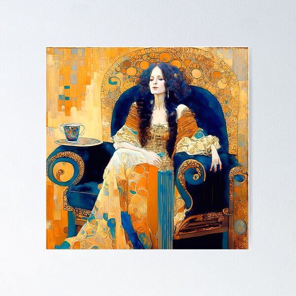Item preview, Art Nouveau Woman`s Portrait Inspired By Gustav Klimt designed and sold by LanaGustavsson.