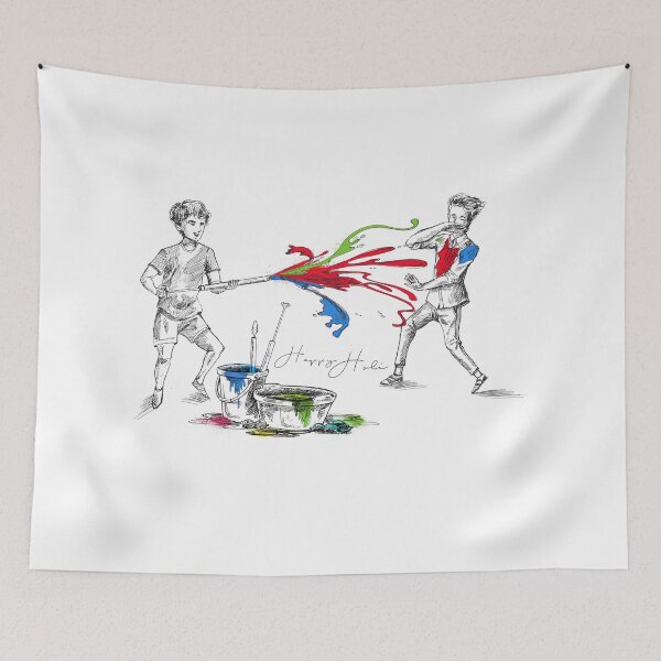 Item preview, Boys playing with pichakari in Holi festival designed and sold by TirrellColister.