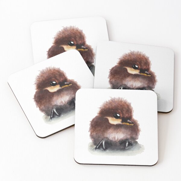 Item preview, Fluffy duckling watercolour painting designed and sold by Funsize-Art.