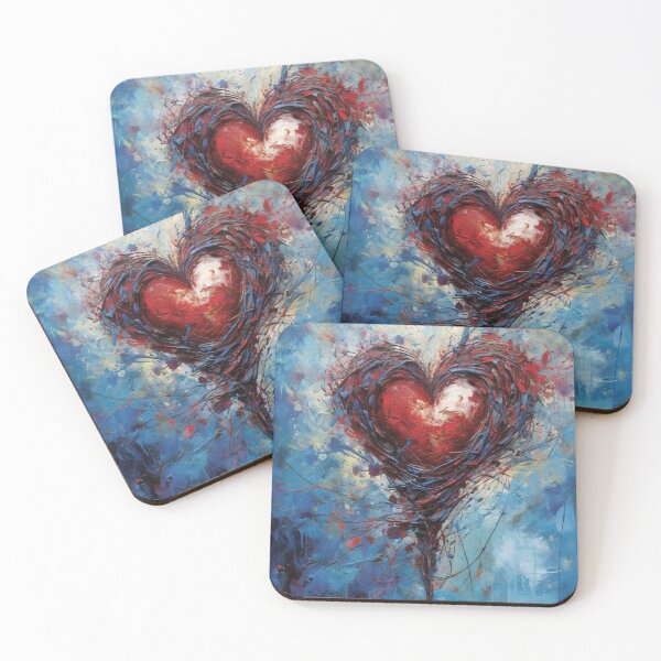 Artikelvorschau, Wounded Heart - Beautiful Abstraction in Blue and Burgundy entworfen und verkauft von Piotrek0001.