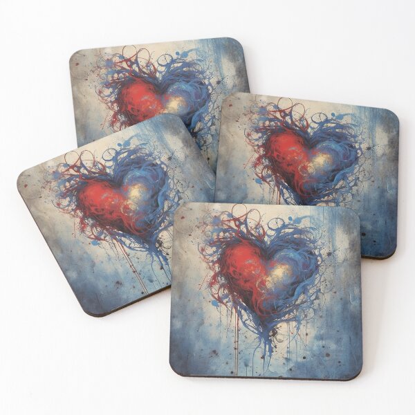 Artikelvorschau, Wounded Heart - Beautiful Abstraction in Blue and Burgundy entworfen und verkauft von Piotrek0001.