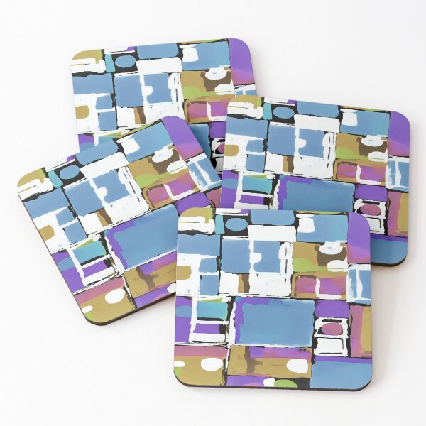 Item preview, Geometric Rectangular and Abstract Shapes in Blue and Mustard Yellow designed and sold by deniselynnimage.