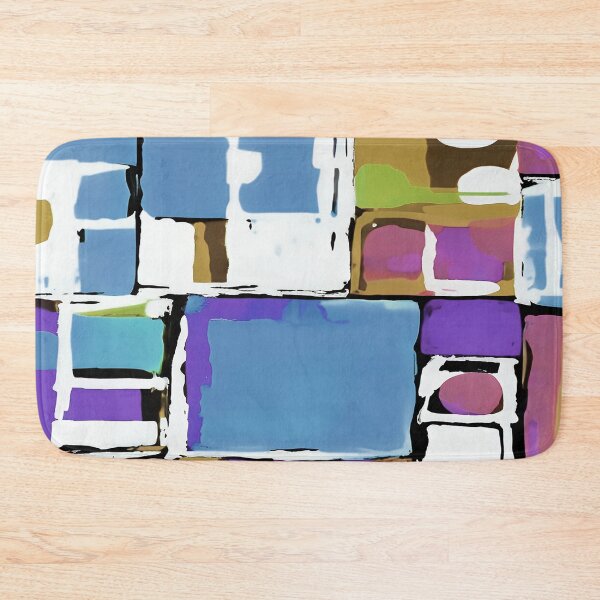 Item preview, Geometric Rectangular and Abstract Shapes in Blue and Mustard Yellow designed and sold by deniselynnimage.