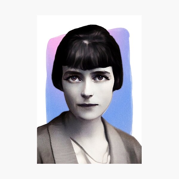 Item preview, New Zealand writer Katherine Mansfield - purple pink - illustration  designed and sold by Litstoy.