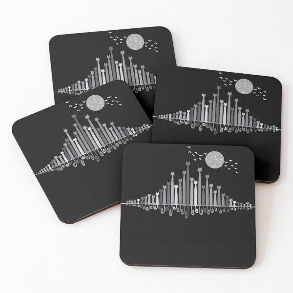 Item preview, Cats Watching the Sunset Soundwave - Black & White designed and sold by maryedenoa.