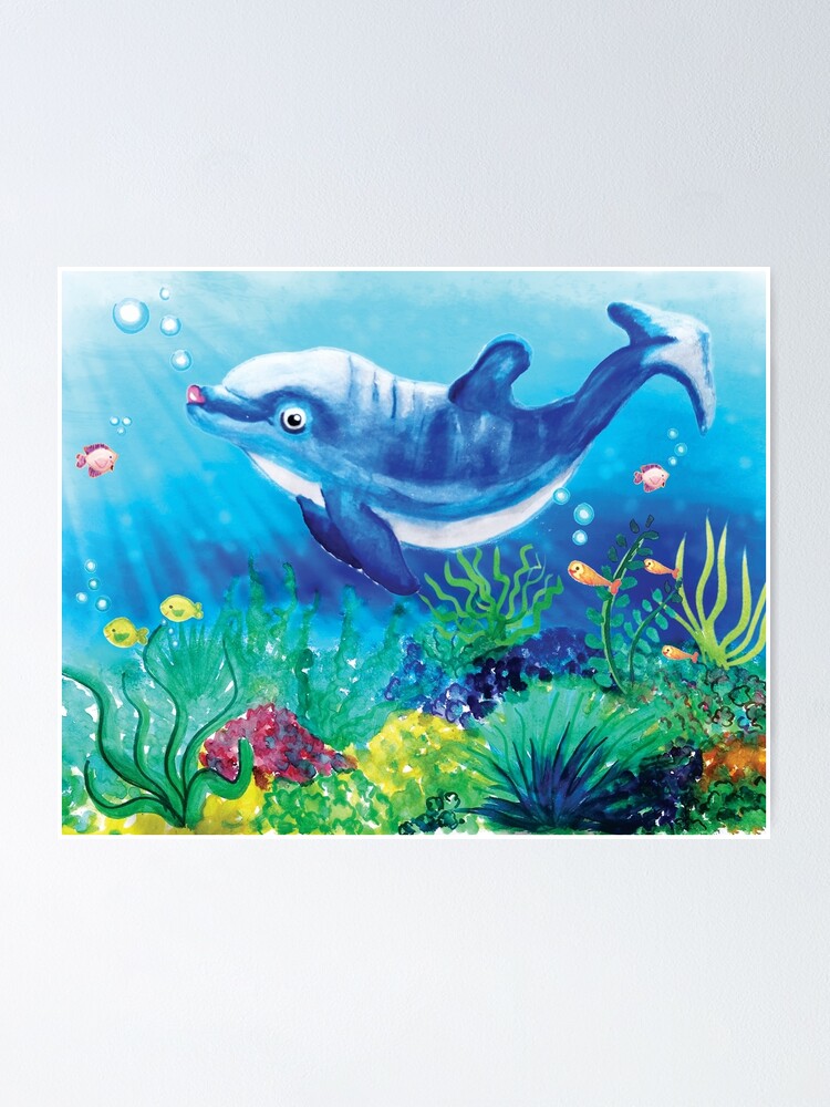 Dolphin Under the sea ocean animals painting coralls