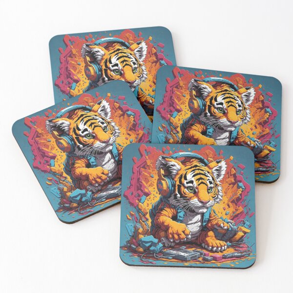 Item preview, Tiger cub playing with TNT wearing headphones designed and sold by Prantik-Konar.