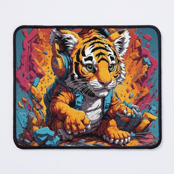 Item preview, Tiger cub playing with TNT wearing headphones designed and sold by Prantik-Konar.
