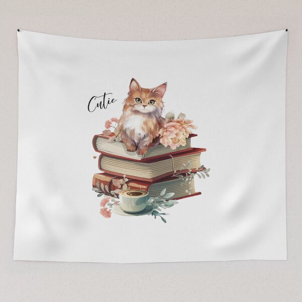 Item preview,  Book Aesthetic. Learning biology book and cat. Bouquet of peonies and cup of coffee designed and sold by Anastasiia Yurevych.