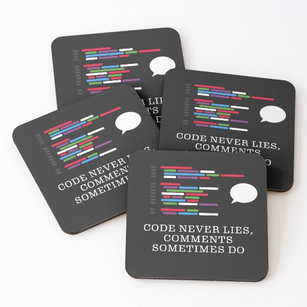 Item preview, Code never lies with comment bubble and code editor designed and sold by Code  Monkeys.