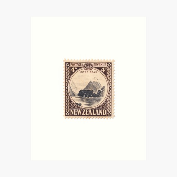 4d Mitre Peak Stamp Art Print