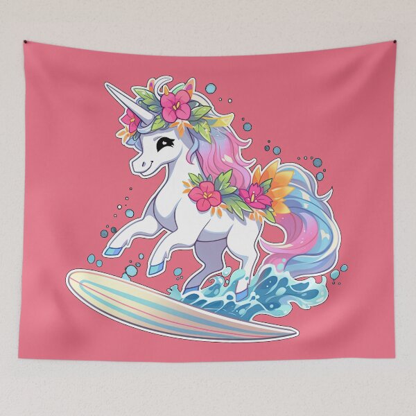 Item preview, Surfing happy unicorn designed and sold by obstinator.