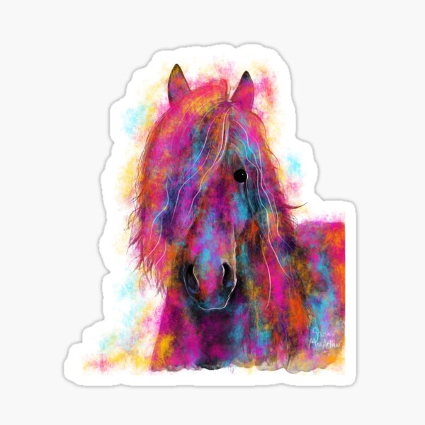 Friesian Horse PRiNT ' FRieSiaN WiLD ' by Shirley MacArthur Sticker