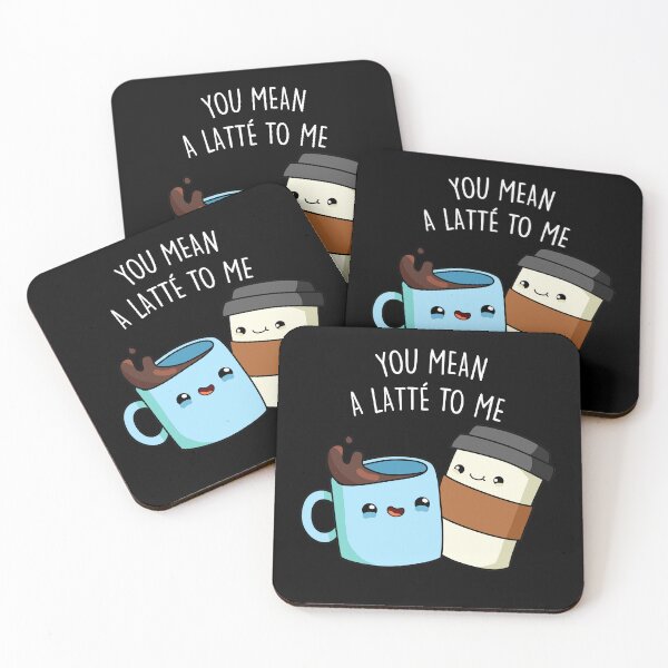 Item preview, You Mean A Latte To Me Funny Coffee Puns (Dark BG) designed and sold by punnybone.