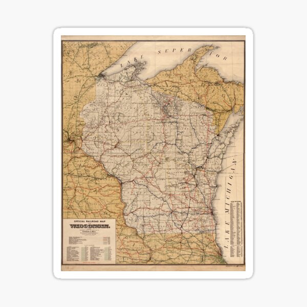 Item preview, Vintage Wisconsin Railroad Map (1900)  designed and sold by BravuraMedia.