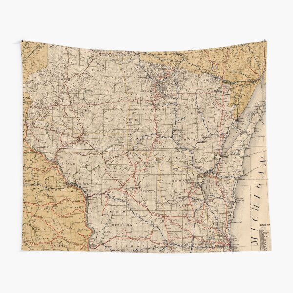 "Vintage Wisconsin Railroad Map (1900) " Tapestry for Sale by BravuraMedia  Redbubble