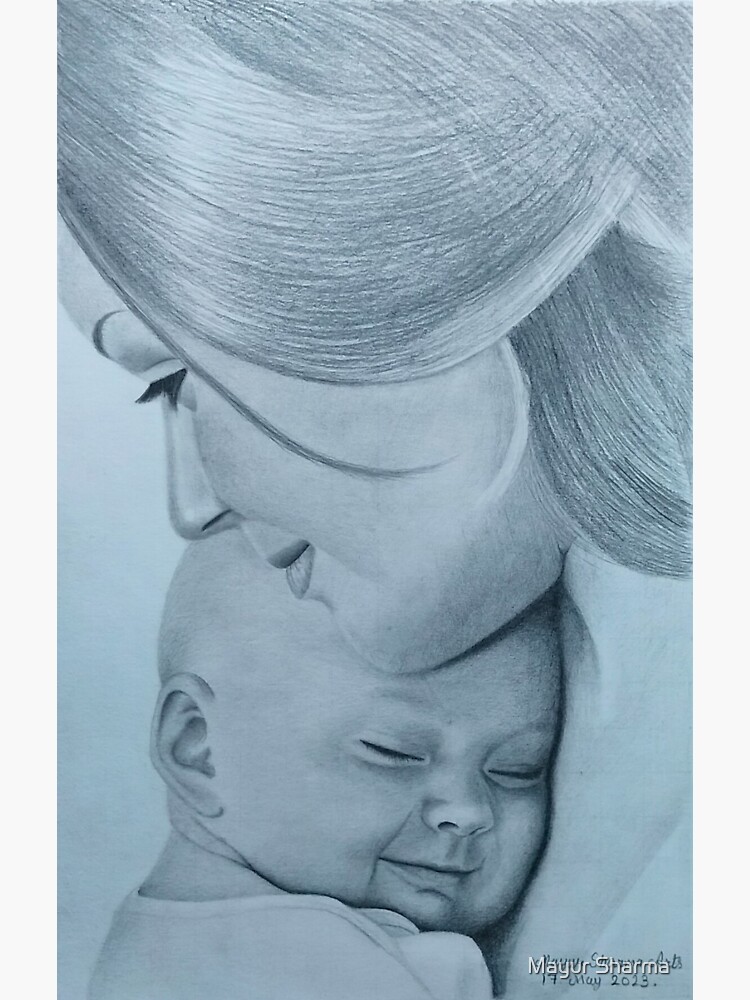 Mother and baby draw color pencil Stock Photo by ©evgenyataman 34195049