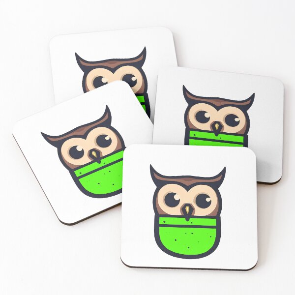 Item preview, Cute owl in green pocket designed and sold by ColorOfBirds.