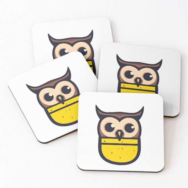Item preview, Cute owl in yellow pocket designed and sold by ColorOfBirds.