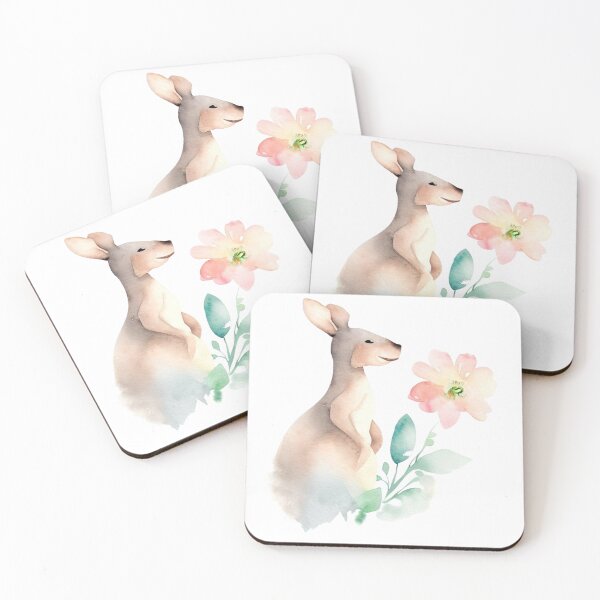 Item preview, Watercolour Kangaroo With Flower designed and sold by TeeGeeTees.