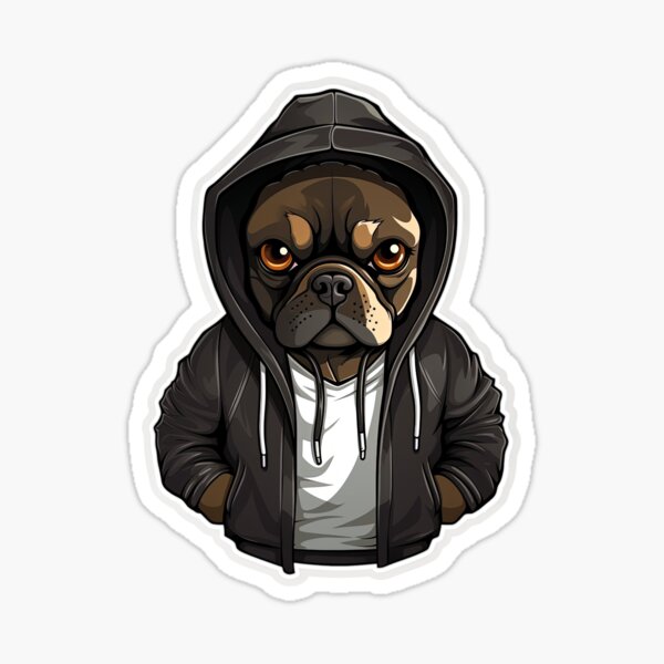 Vista previa del artículo con la obra «Cool Bulldog Francés en ropa casual», diseñado y vendido por Sidewayanimals.