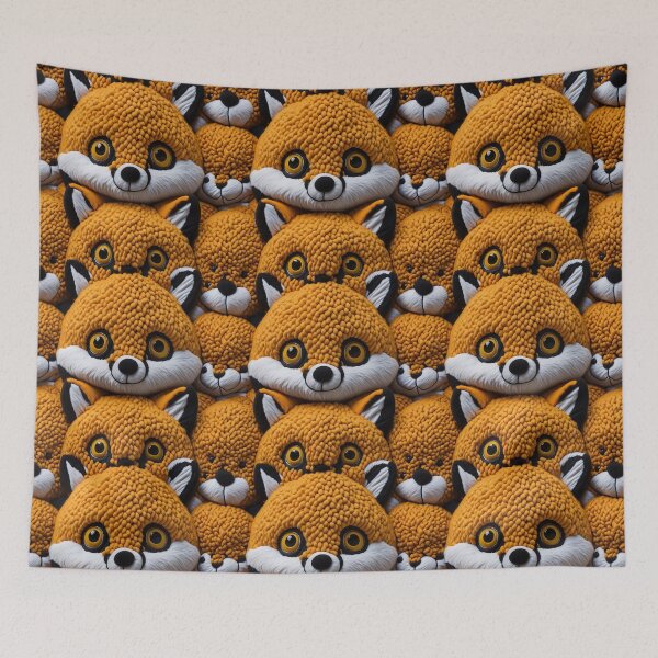 Artikelvorschau, plush fluffy toy baby fox face entworfen und verkauft von kiyaansh16.