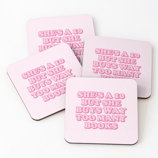 Artikelvorschau, she's a 10 but she buys way too many books - cute pink entworfen und verkauft von catdiasart.