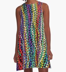 KARNEVAL GRAS: Dekorative Halskette Perlen Print A-Linien Kleid