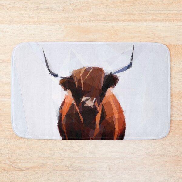 Item preview, Highland cow in the snow.  Image created using geometric shapes designed and sold by EdgyEdgeArt.