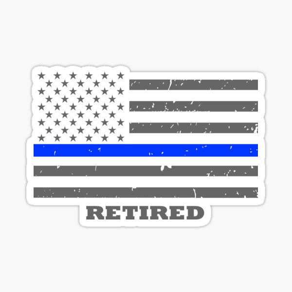 Retired Police Officer Thin Blue Line American Flag Sticker for Sale by  bluelinegear