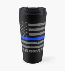 Polizei Sergeant Thin Blue Line amerikanische Flagge Thermosbecher
