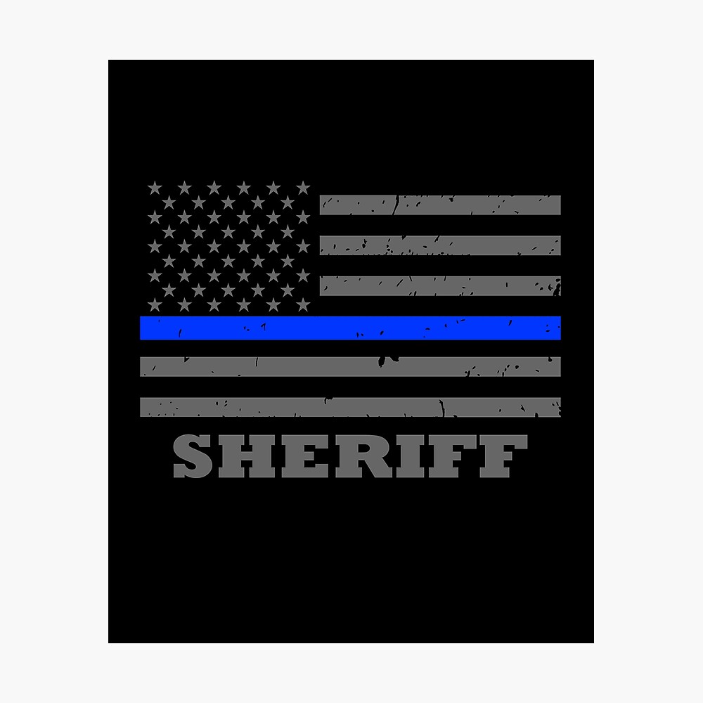Thin Blue Line Law Enforcement American Flag Design For Police Sheriff Poster 
