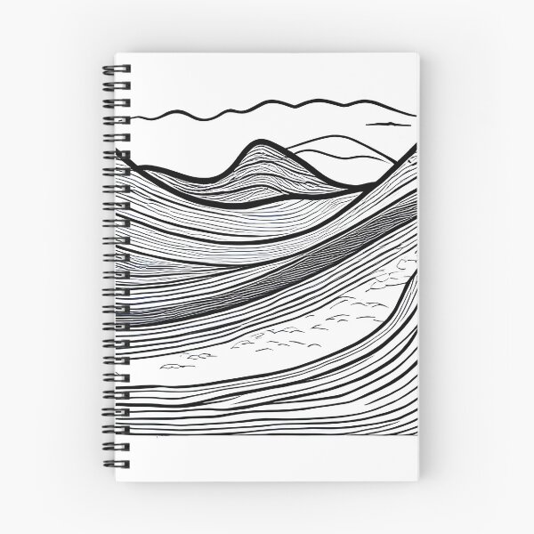 Item preview, landscape line art with mountains and river designed and sold by WhimsyNook Designs.