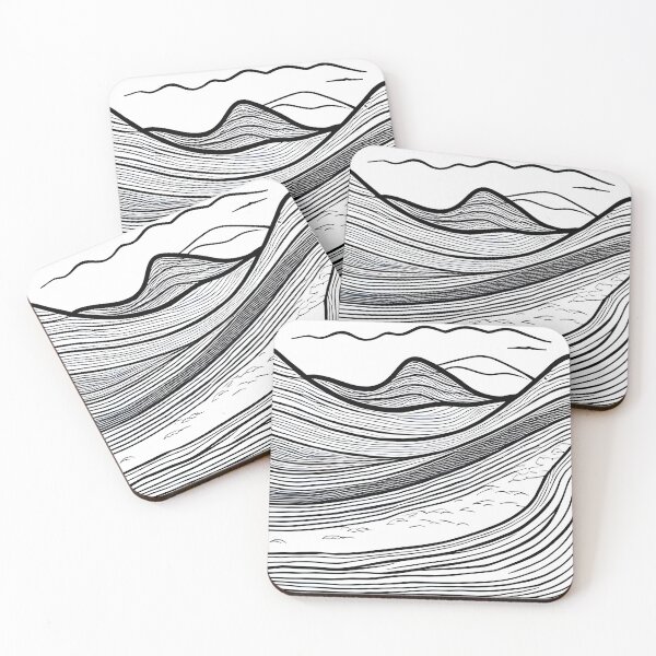Item preview, landscape line art with mountains and river designed and sold by WhimsyNook Designs.