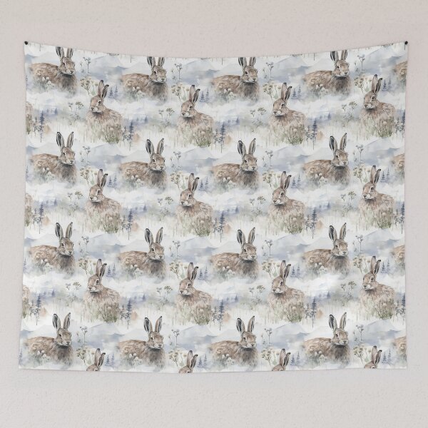 Item preview, Mountain Hare Seamless Pattern Design designed and sold by CaledoniArt.