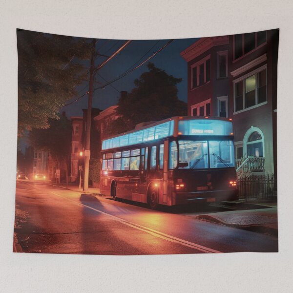 Item preview, A bus stopped at night designed and sold by isBotStore.