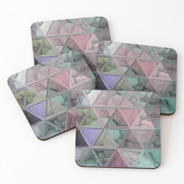 Item preview, Geometric Abstract Art Maximalist Style Triangles Mosaic over Colorful Beach Pebbles 1 of 4 designed and sold by Beachy.