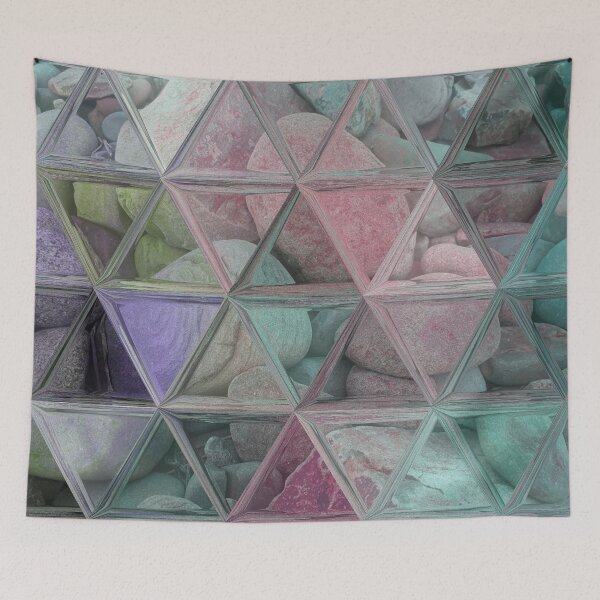 Item preview, Geometric Abstract Art Maximalist Style Triangles Mosaic over Colorful Beach Pebbles 1 of 4 designed and sold by Beachy.