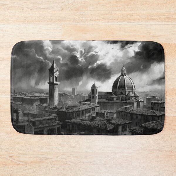 Item preview, A city with the dome of a church in black and white designed and sold by isBotStore.