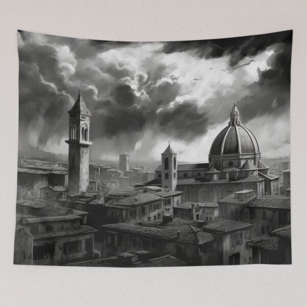 Item preview, A city with the dome of a church in black and white designed and sold by isBotStore.