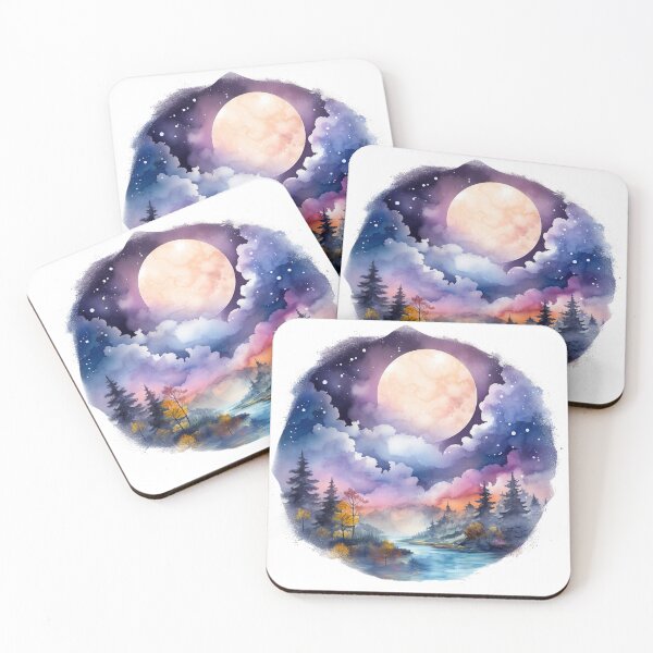 Item preview, Watercolor Magical Moon Landscape designed and sold by Nioon.
