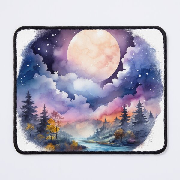 Item preview, Watercolor Magical Moon Landscape designed and sold by Nioon.