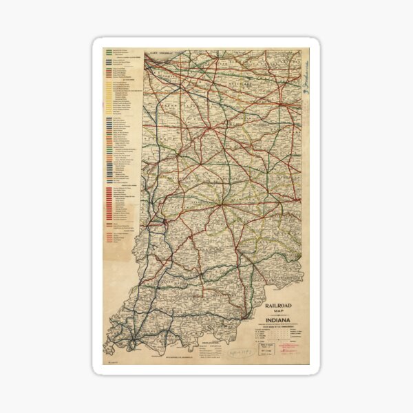 Item preview, Vintage Map of The Indiana Railroad System (1896) designed and sold by BravuraMedia.