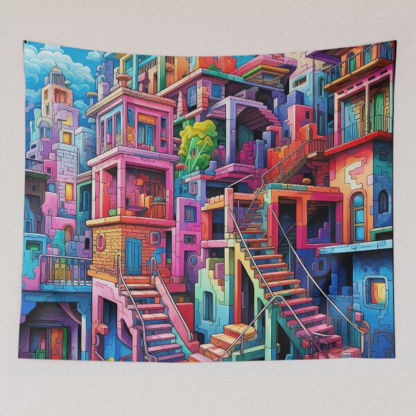 Item preview, Urban dreamscape series - houses and stairs  designed and sold by Adriano Carrideo.