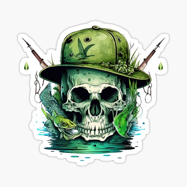 Skull Fishing Stickers for Sale