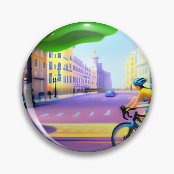 Item preview, Cyclist pedaling through a lush, car-free city center designed and sold by Adventurous Apparel.