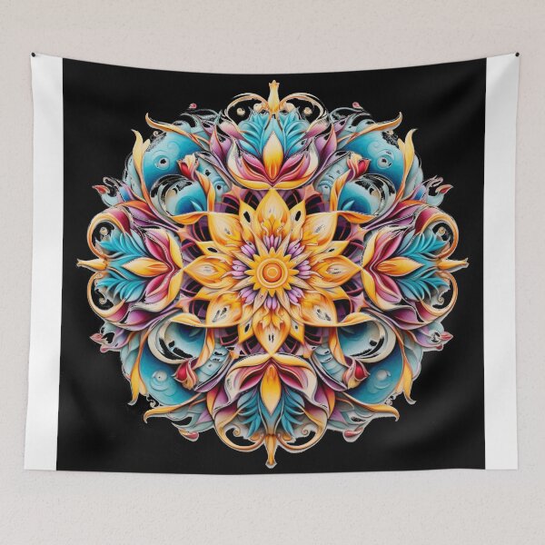 Artikelvorschau, Kopie der Mandala-Blume mit schwarzem Hintergrund von Jonathan P. und AI entworfen und verkauft von JonathanP514.